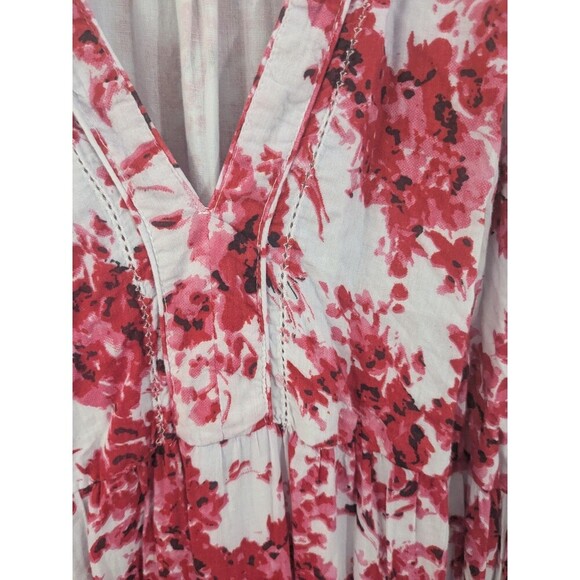 Lola Australia Sapphire Cotton Maxi Dress Floral Lavender Red Ruffle Halter Sz M - Picture 5 of 10